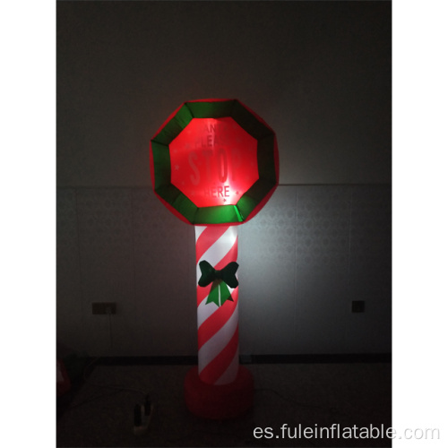 Santa inflable de vacaciones Deténgase aquí para la decoración navideña